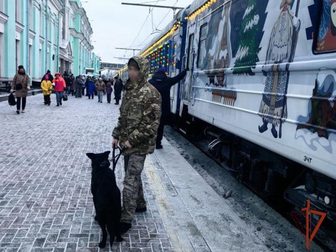 Росгвардия обеспечивала правопорядок во время прибытия в Омск «Поезда Деда Мороза» 